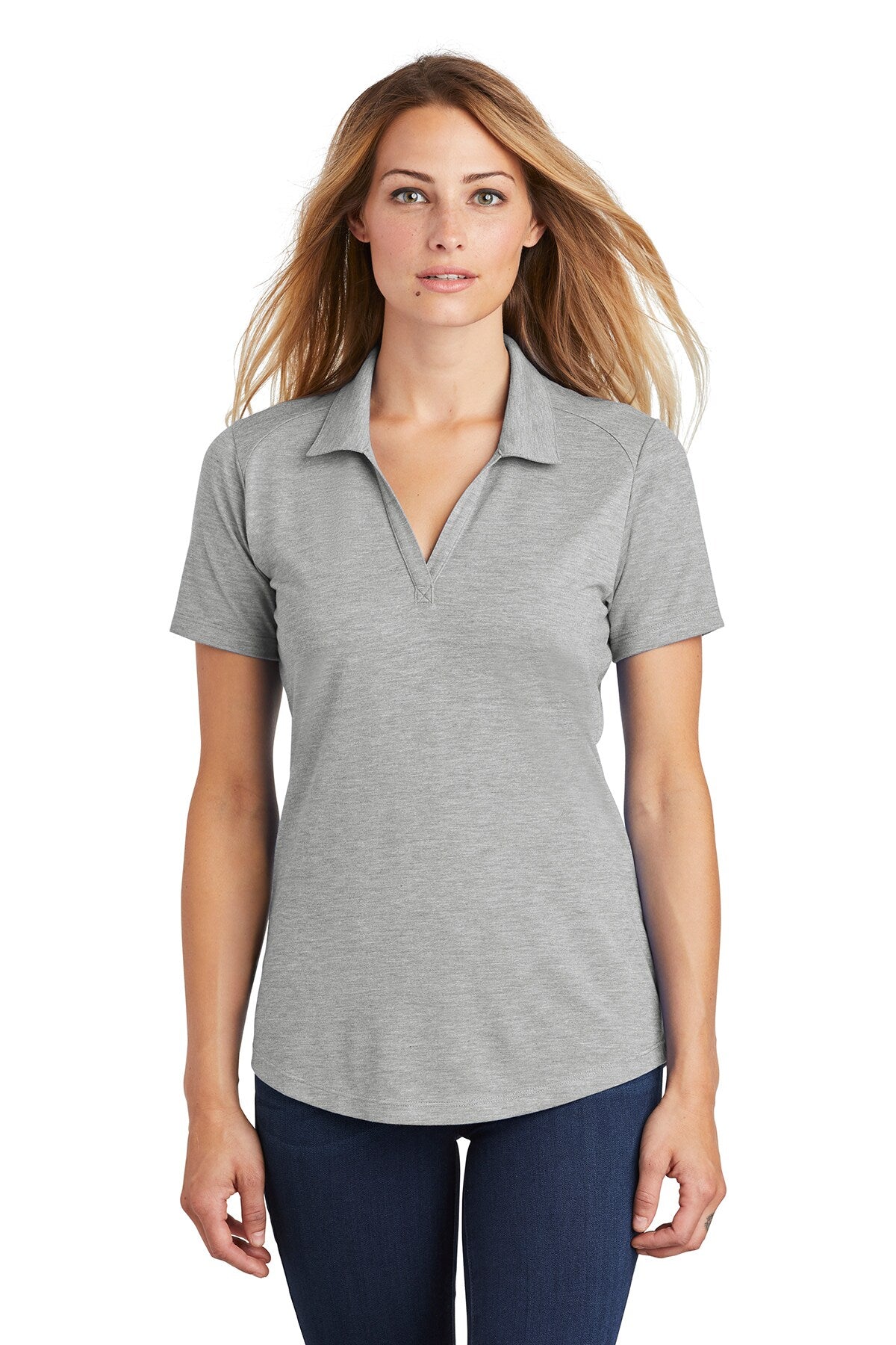 Sport-Tek® Women's PosiCharge Tri-Blend Wicking Collared Short Sleeve Polo