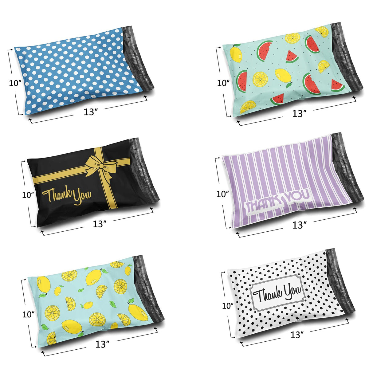 Poly Bag Mailer 10" x 13" Glossy Multi Design Envelopes | Premium Plastic Mailing & Courier Bags