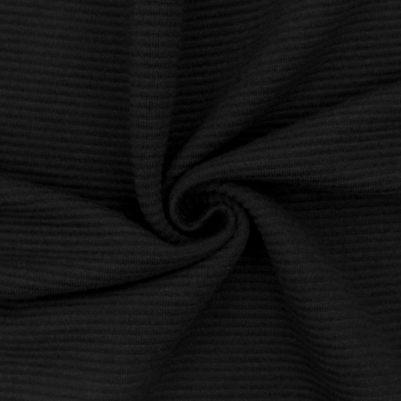 1 Yard Classic Black Rib Cloque Stretch Double Knit Fabric for Apparel and Dancewear 58 Inches Width