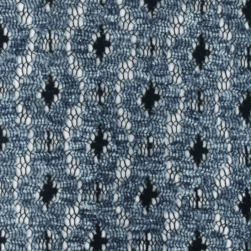 1 Yard Ash Blue Black Multi Abstract Raschel Crochet Knit Fabric Apparel Dresses 57 Inches Width