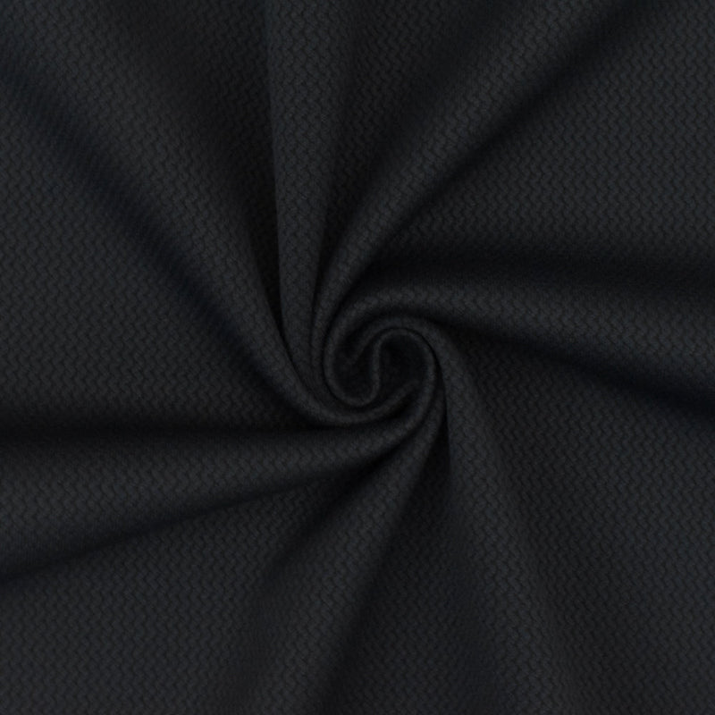 1 Yard Cold Black Mini Wave Jacquard Stretch Double Knit Fabric, 52 Inches Wide