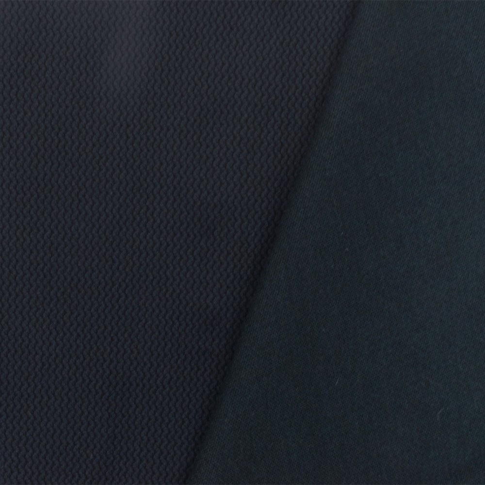 1 Yard Stark Blue Black Mini Wave Stretch Jacquard Double Knit Fabric 52 Inch Width