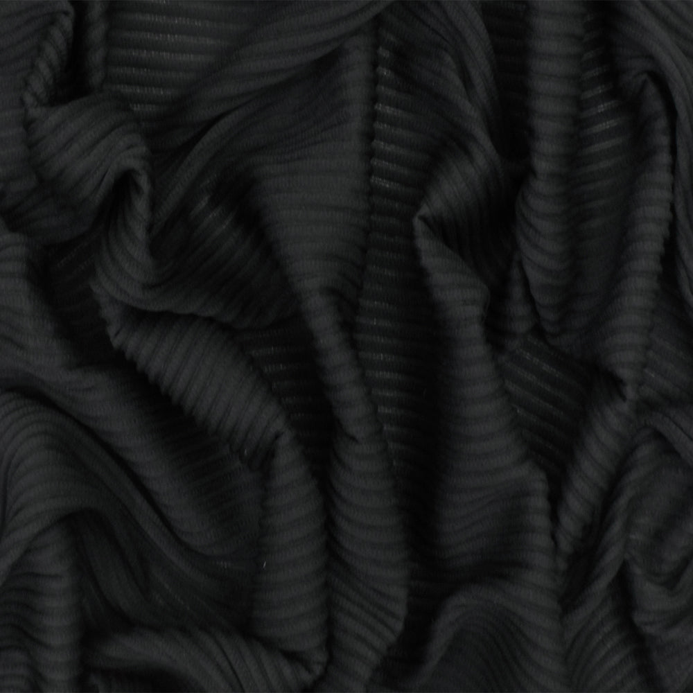 1 Yard Classic Black 3D Stripe Stretch Semi Sheer Knit Fabric 51 Inches