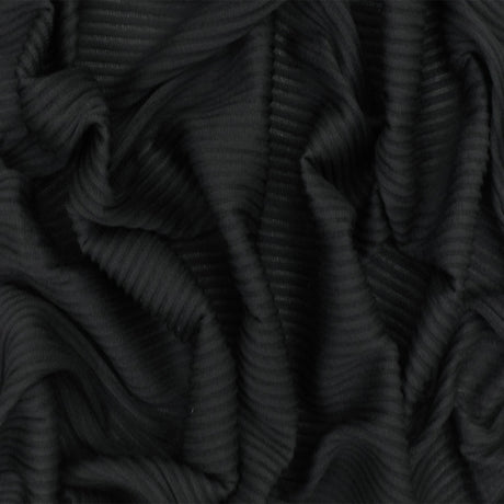 1 Yard Classic Black 3D Stripe Stretch Semi Sheer Knit Fabric 51 Inches