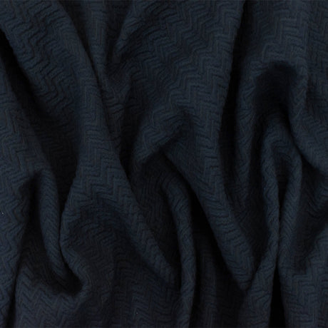 1 Yard Night Blue 3D Abstract Chevron Cloque Stretch Double Knit Fabric 51 Inches