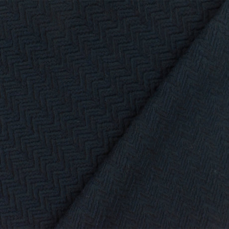 1 Yard Night Blue 3D Abstract Chevron Cloque Stretch Double Knit Fabric 51 Inches