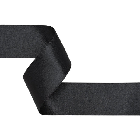 1.5" Matte Black Double Face French Satin Ribbon