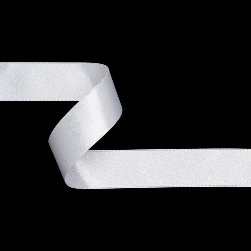 White Double Face French Satin Ribbon - 0.98"