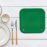 24 Count Green Square Paper Dessert Plates 7"