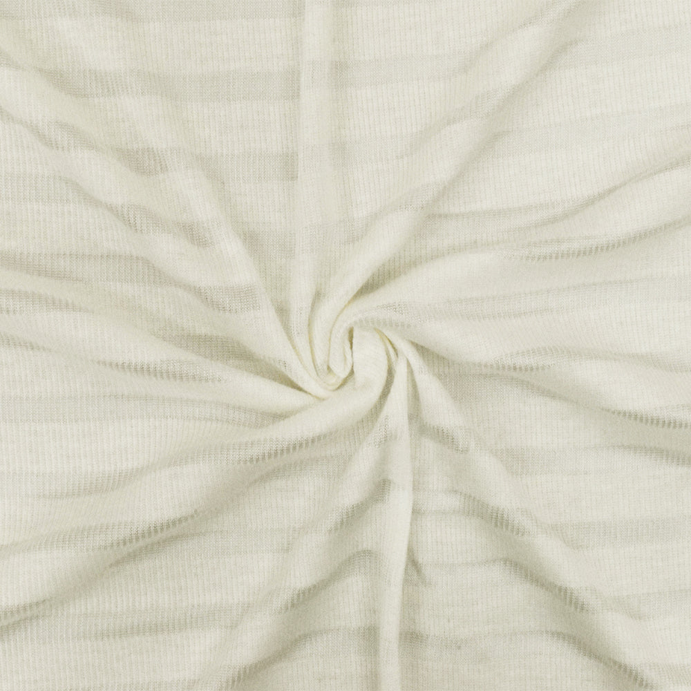 1 Yard Pure Ivory Ivory Stripe Stretch Cotton 2X2 Rib Knit Fabric for Dresses Tops Activewear 57 Inches Width
