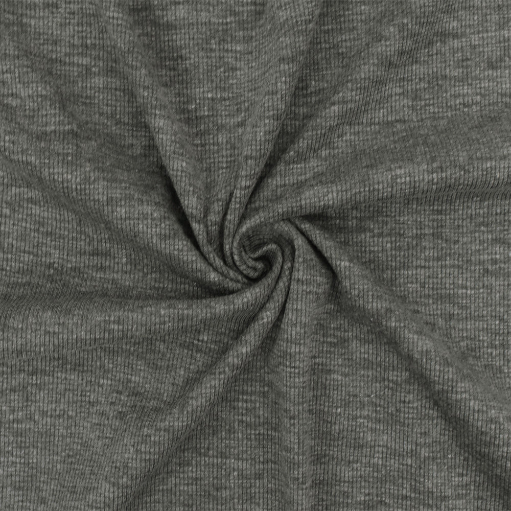 1 Yard Heather Dark Gray 2x2 Stretch Rib Knit Fabric for Apparel Dresses Blouses Activewear 52 Inches Width