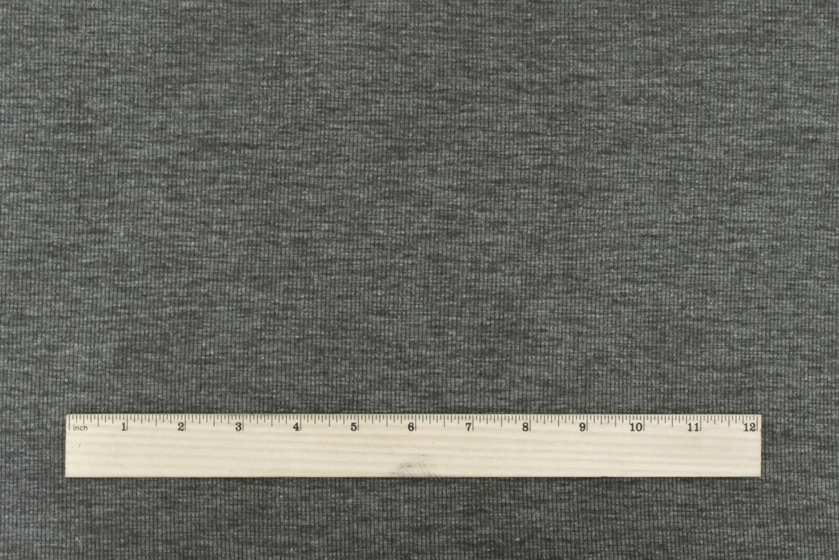 1 Yard Heather Dark Gray 2x2 Stretch Rib Knit Fabric for Apparel Dresses Blouses Activewear 52 Inches Width