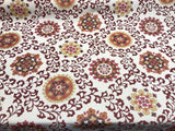 Richloom Alango Tomato Polyester Jacquard Tapestry Floral Fabric - Red, Dark Pink, Tan, Orange And Brown Floral Design, 57" Width (1 Yard)