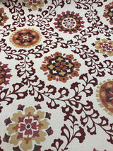 Richloom Alango Tomato Polyester Jacquard Tapestry Floral Fabric - Red, Dark Pink, Tan, Orange And Brown Floral Design, 57" Width (1 Yard)