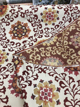 Richloom Alango Tomato Polyester Jacquard Tapestry Floral Fabric - Red, Dark Pink, Tan, Orange And Brown Floral Design, 57" Width (1 Yard)