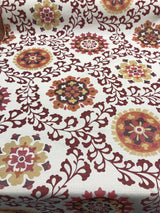 Richloom Alango Tomato Polyester Jacquard Tapestry Floral Fabric - Red, Dark Pink, Tan, Orange And Brown Floral Design, 57" Width (1 Yard)