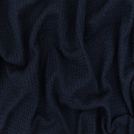 1 Yard Black Blue 3D Check Stretch Cotton Double Knit Fabric for Activewear Dresses Blouses 59 Inches Width