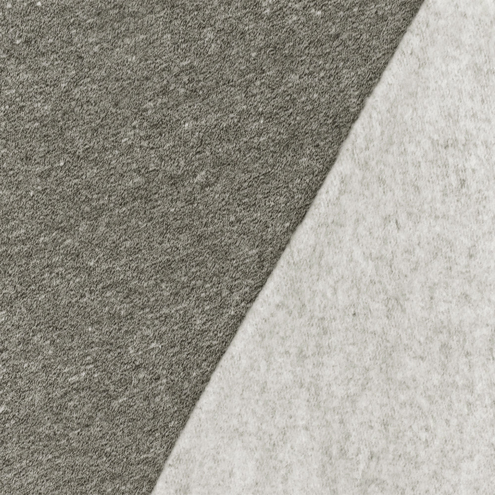 1 Yard Gray Black Ash Textured Stretch Brushed French Terry Fleece Knit Fabric for Activewear Jackets Sweatshirts 63 Inches Width