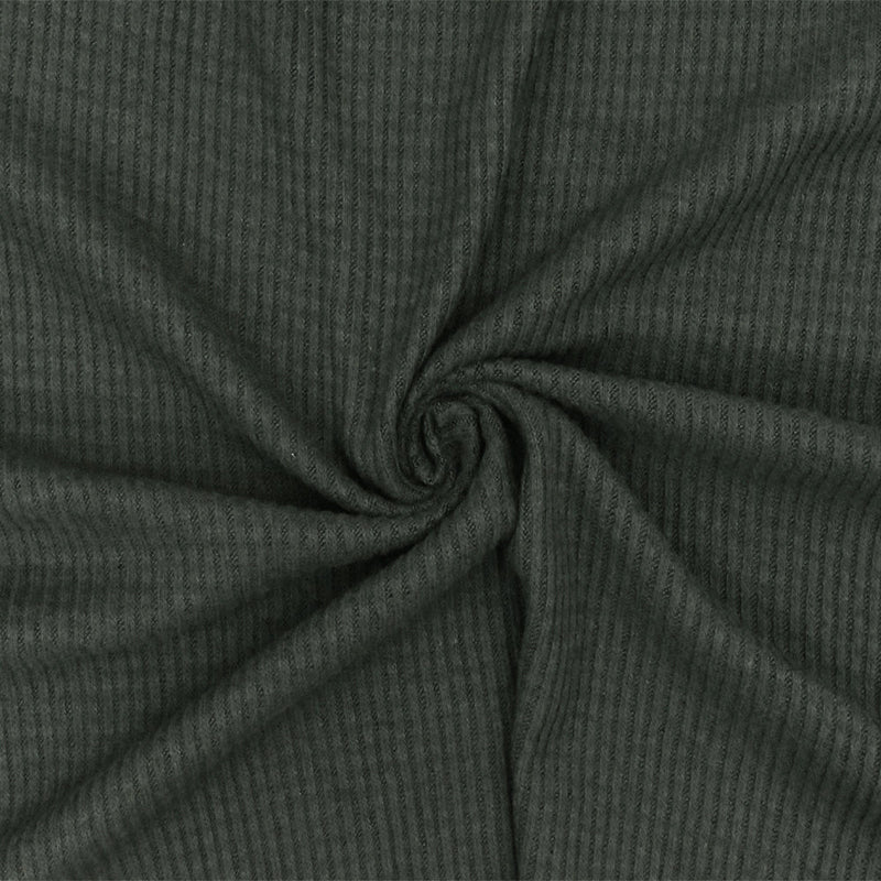 1 Yard Dark Smoked Gray Solid Stretch Rayon Brushed 2x2 Rib Knit Fabric for Activewear Dresses Blouses 61 Inches Width