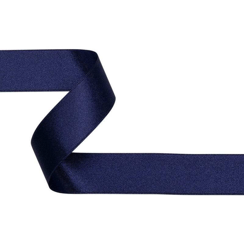 Deep Navy Double Face French Satin Ribbon - 1"