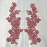 1 Pair Beaded & Corded Floral Lace Applique 10" x 2" Each Side