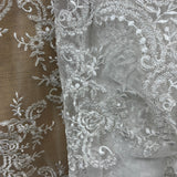 Embroidered Bridal Lace Ivory Silver