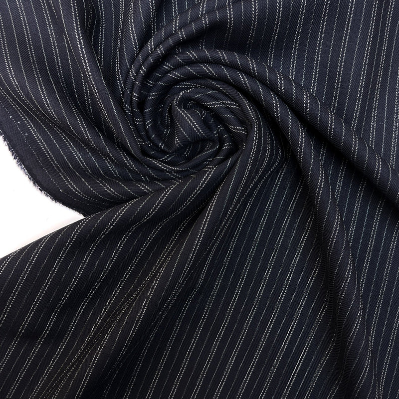 Wool Striped Herringbone Fabric