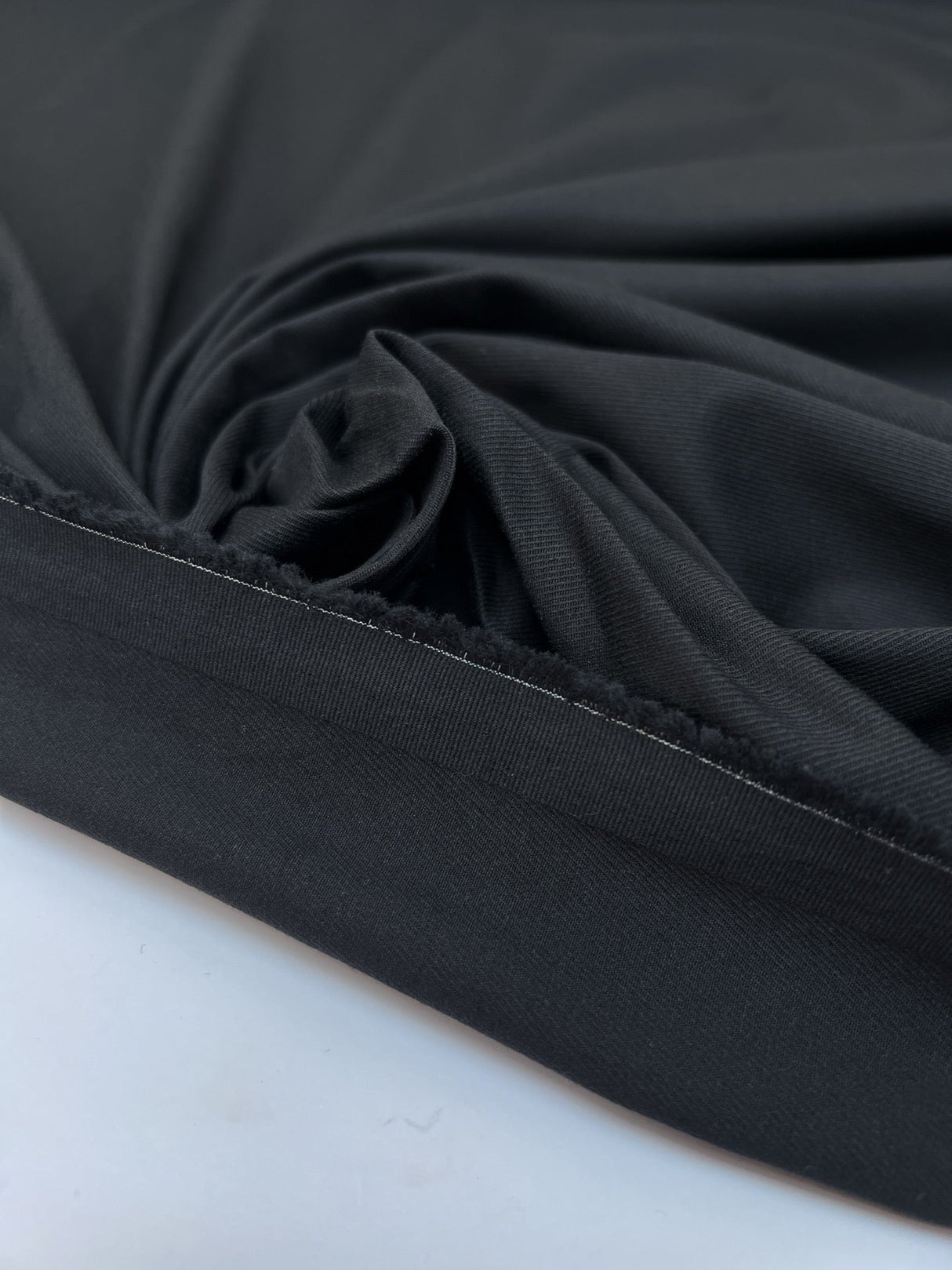 Black Cotton Elastane Twill