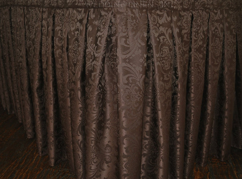 Damask Jacquard Polyester Table Skirt 21x29 Chocolate
