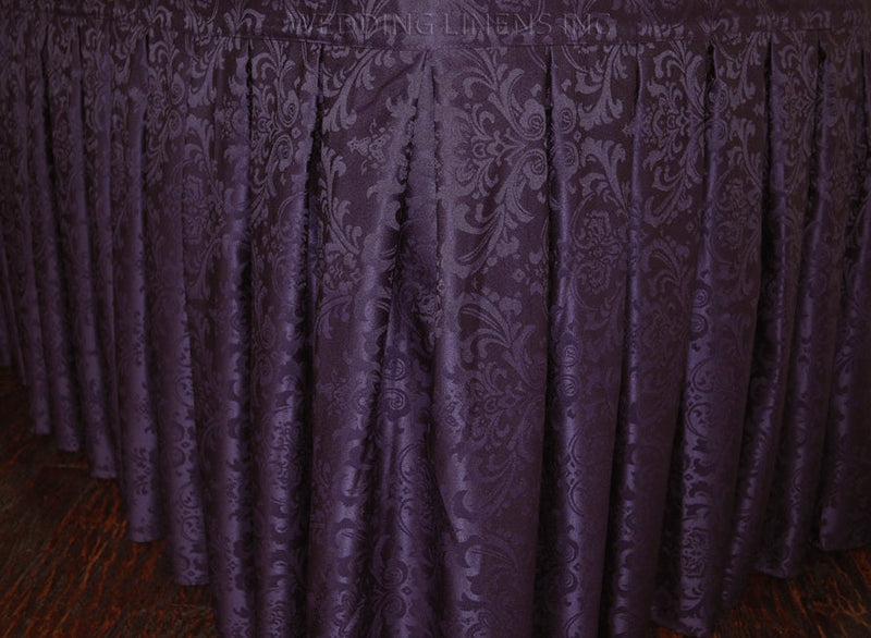 Floral Damask Polyester Table Skirt 17x29 Eggplant