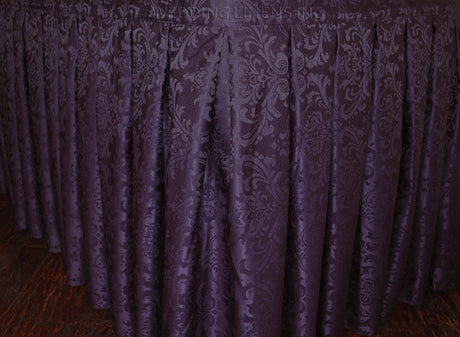 Floral Damask Polyester Table Skirt 17x29 Eggplant