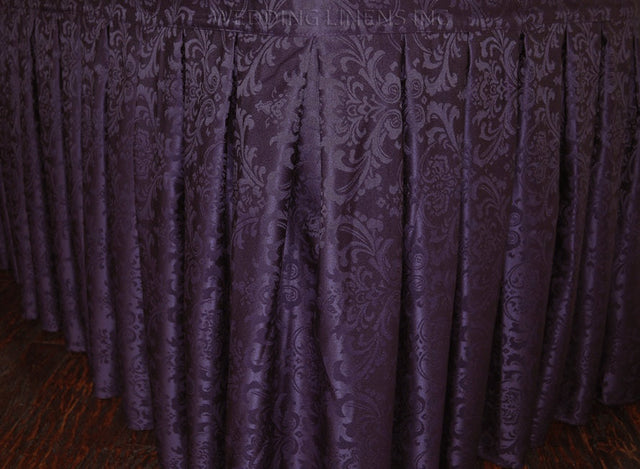 Floral Damask Polyester Table Skirt 17x29 Eggplant