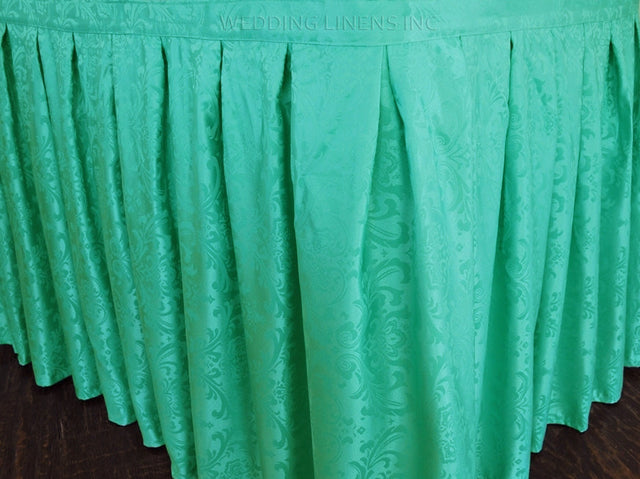 Floral Damask Jacquard Table Skirt 17x29 Tiff Blue/Aqua Blue