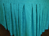 Polyester Table Skirt 21x29 Floral Damask Jacquard Turquoise