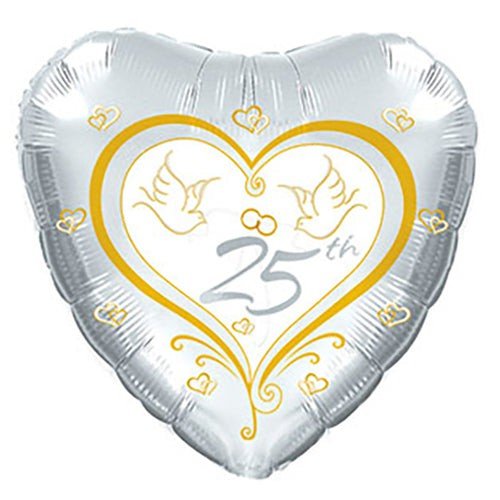 Foil Balloon 25th Anniversary Doves