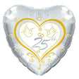 Foil Balloon 25th Anniversary Doves