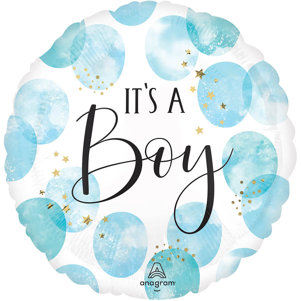 Baby Boy Blue Watercolor Foil Balloon