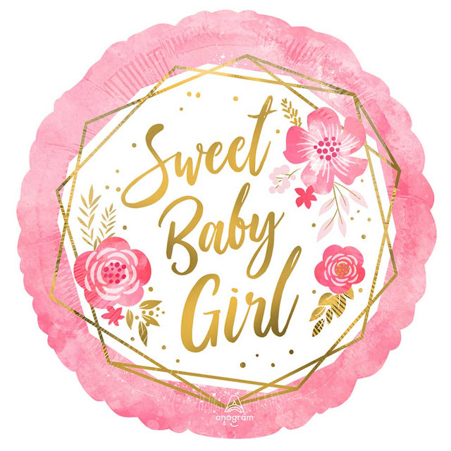 Baby Girl Floral Geo Foil Balloon