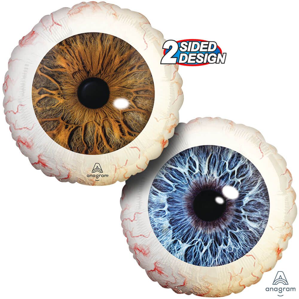 Foil Balloon Creepy Brown & Blue Eyeballs 17 Inch