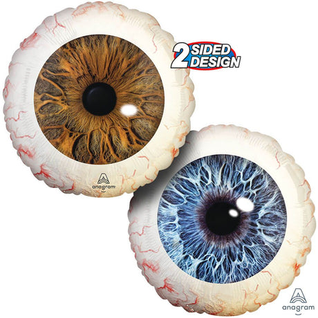 Foil Balloon Creepy Brown & Blue Eyeballs 17 Inch