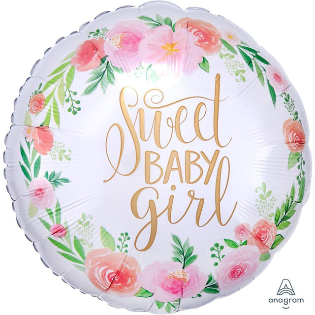 Baby Girl Foil Balloon 17 Inch Floral
