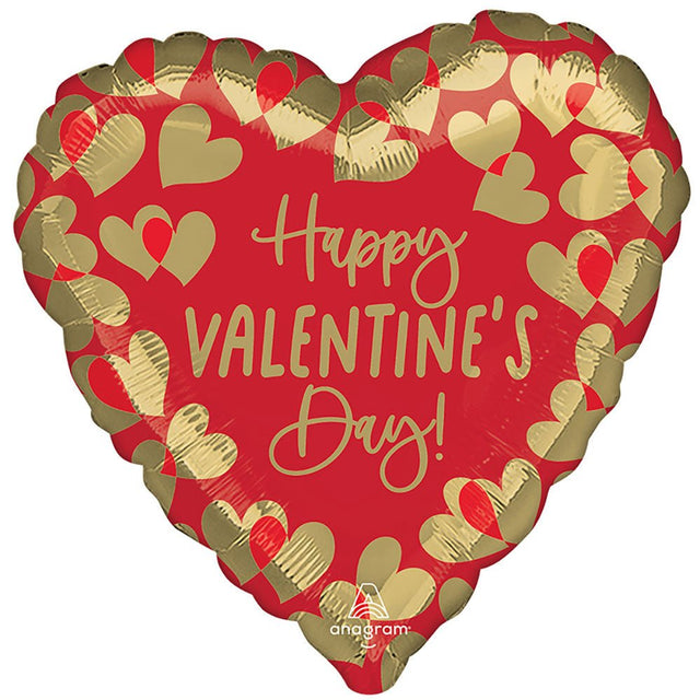 Foil Balloon Golden Happy Valentine's Day 17 Inch