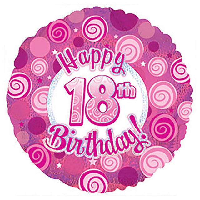 Foil Balloon Happy 18 Birthday Pink Dazzleoons