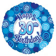 Foil Balloon Happy 30 Birthday Blue Dazzleoons