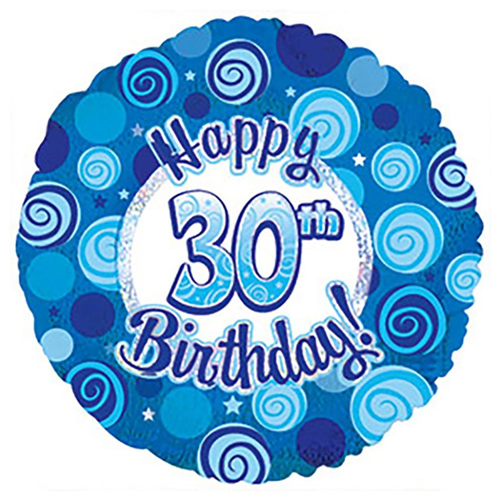 Foil Balloon Happy 30 Birthday Blue Dazzleoons