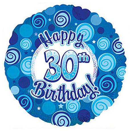 Foil Balloon Happy 30 Birthday Blue Dazzleoons