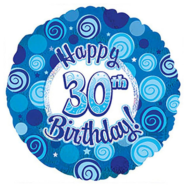 Foil Balloon Happy 30 Birthday Blue Dazzleoons