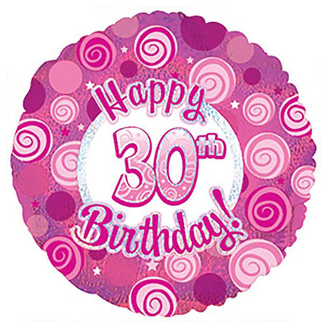 Foil Balloon Happy 30 Birthday Pink Dazzleoons
