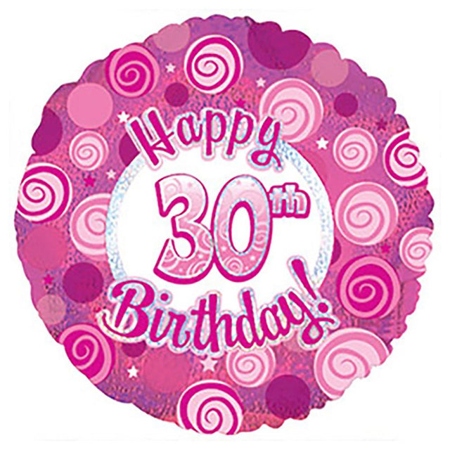 Foil Balloon Happy 30 Birthday Pink Dazzleoons