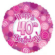 Foil Balloon Happy 40 Birthday Pink